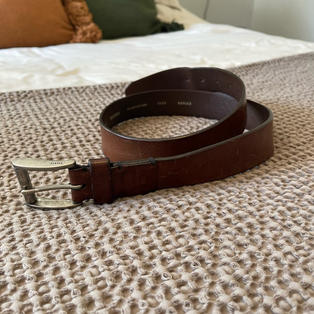 Fossil Brown Leather Belt - 34